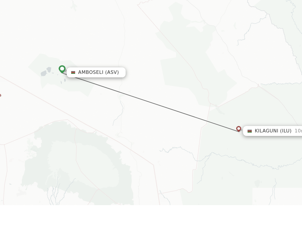 Flights from Amboseli to Kilaguni route map