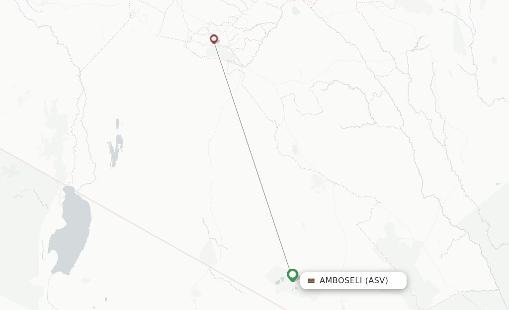 Route map with flights from Amboseli with FlexFlight