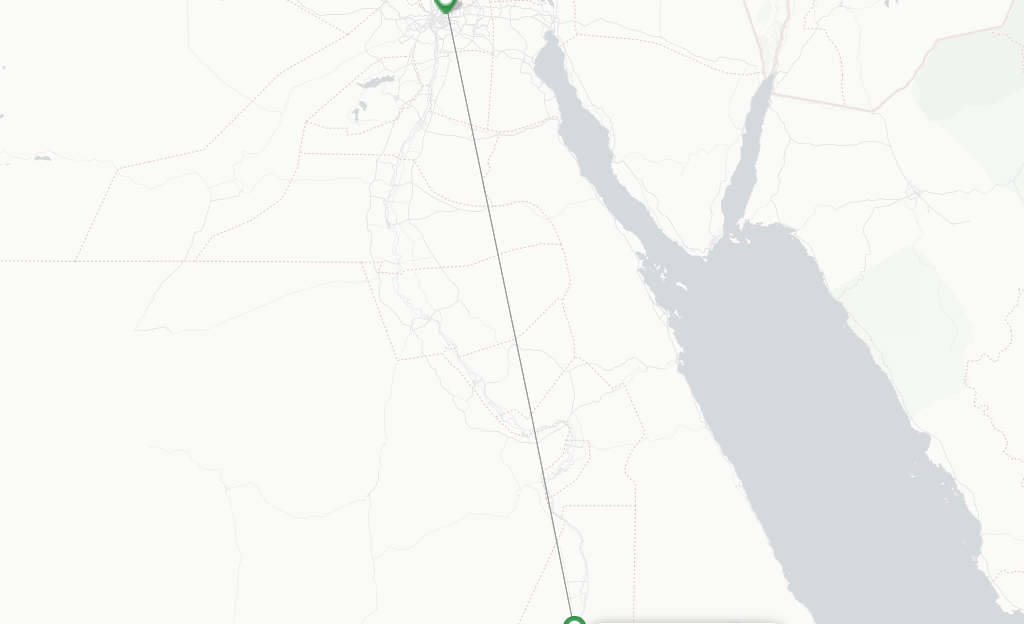 Route map with flights from Aswan with Air Cairo