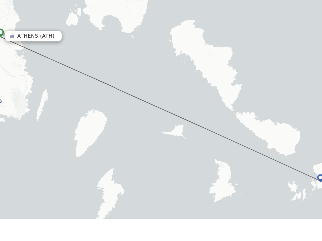 Flights from Athens to Mykonos route map
