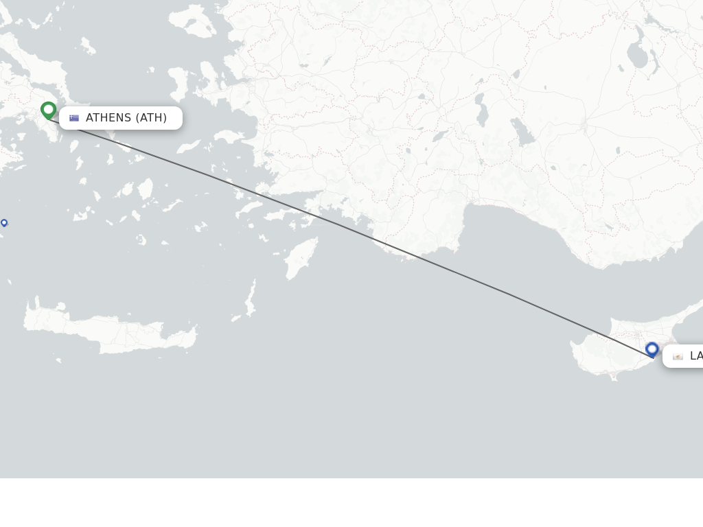 Flights from Athens to Larnaca route map