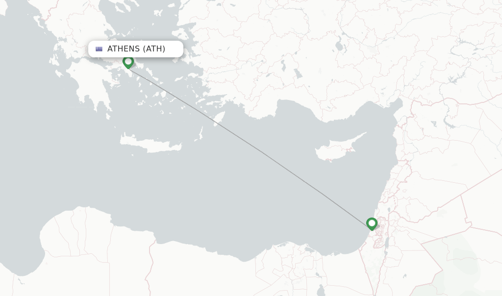 Route map with flights from Athens with El Al