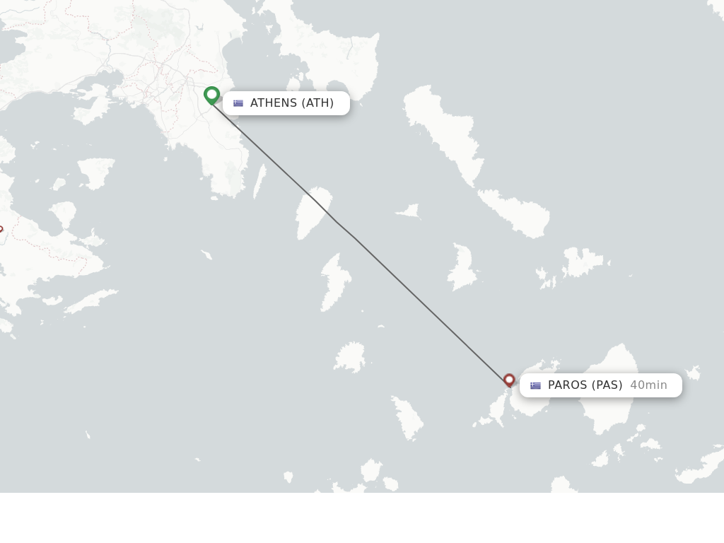 Flights from Athens to Paros route map