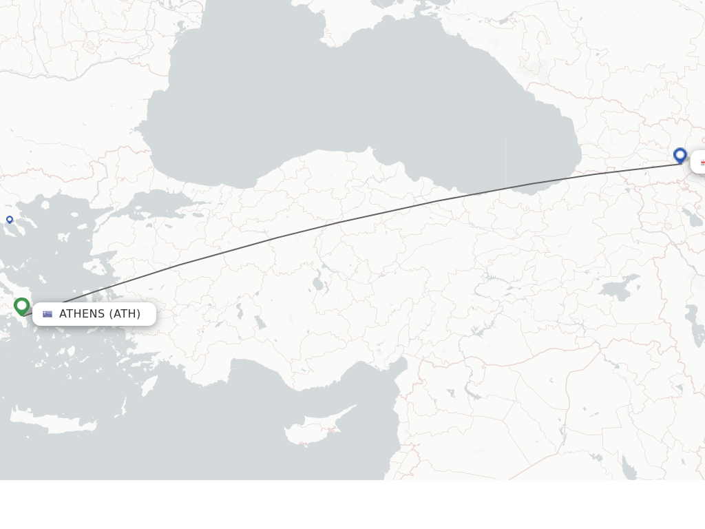 Flights from Athens to Tbilisi route map