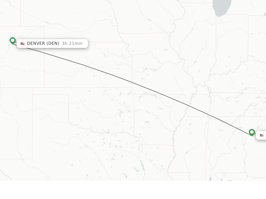 Flights from Atlanta to Denver route map
