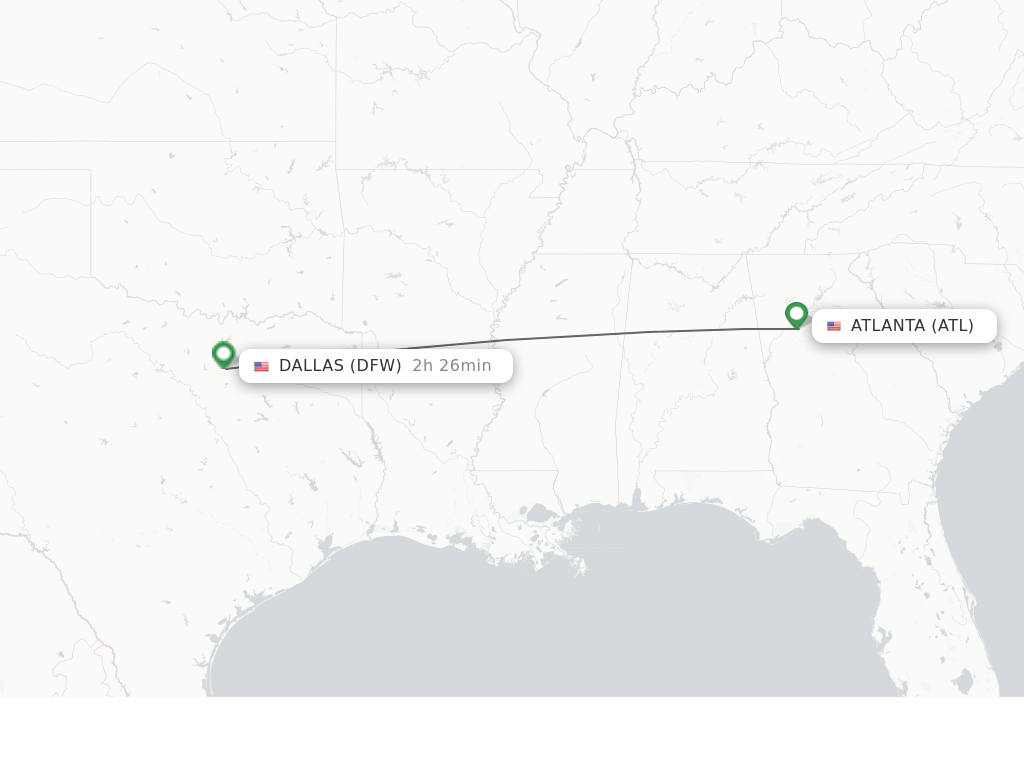 Flights from Atlanta to Dallas route map
