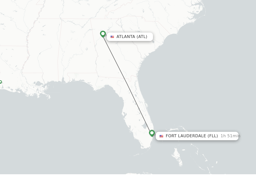 Flights from Atlanta to Fort Lauderdale route map