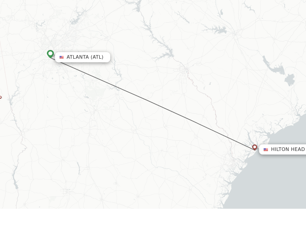 Flights from Atlanta to Hilton Head route map