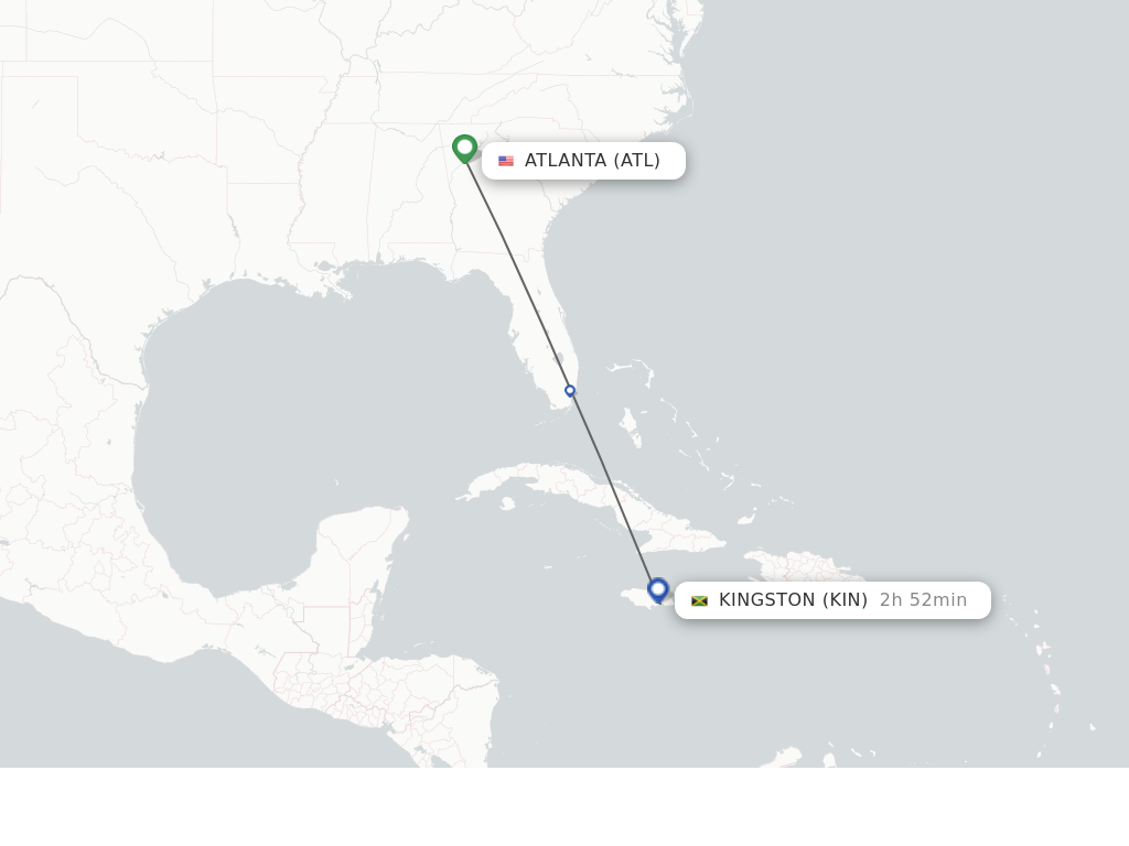 Flights from Atlanta to Kingston route map
