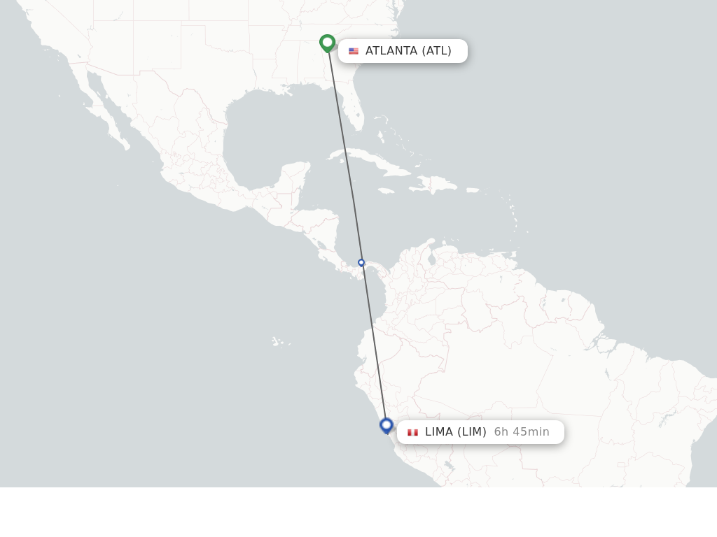 Flights from Atlanta to Lima route map