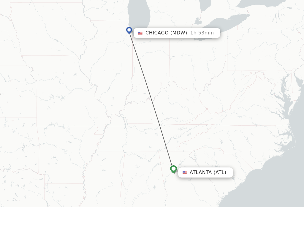 Flights from Atlanta to Chicago route map