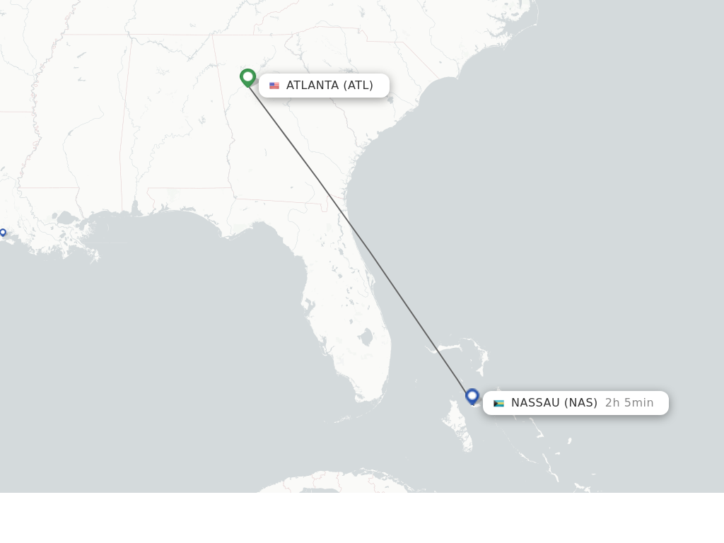 Flights from Atlanta to Nassau route map