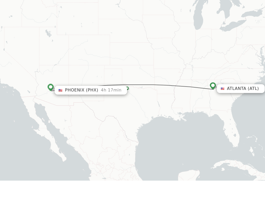 Flights from Atlanta to Phoenix route map