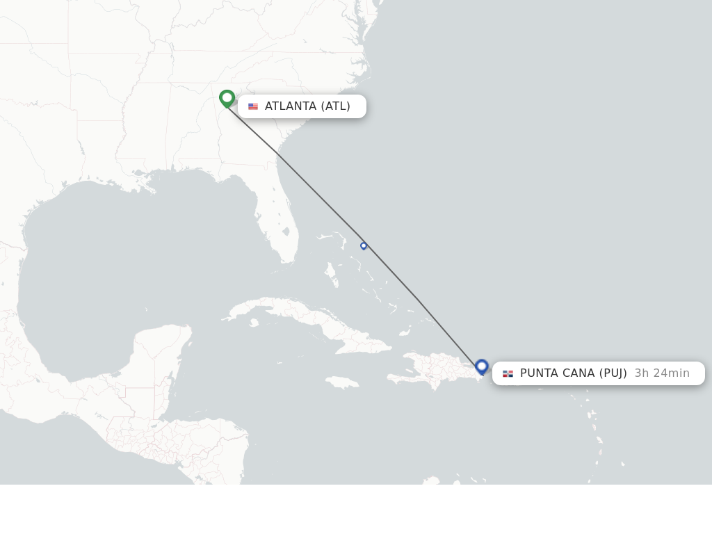 Direct (non-stop) flights from Atlanta to Punta Cana - schedules