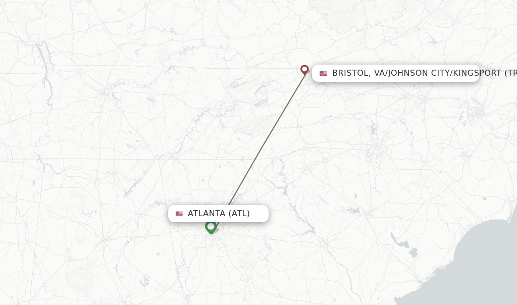 Direct (non-stop) flights from Atlanta to Bristol, VA/Johnson City