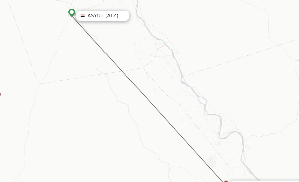 Flights from Asyut to Sohag route map