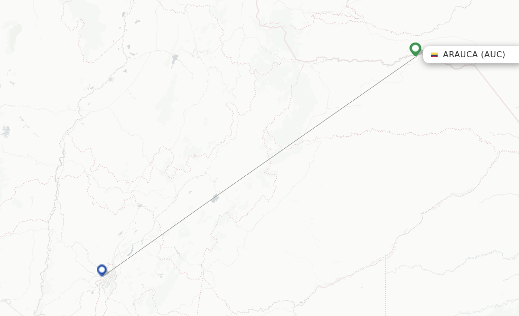 Route map with flights from Arauca with SATENA