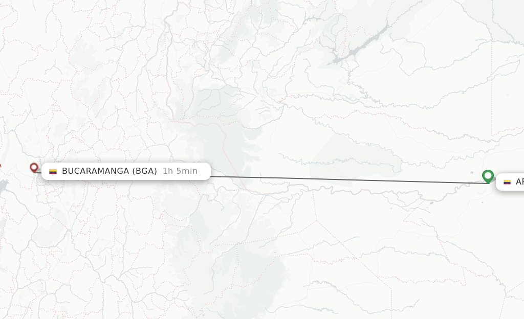 Flights from Arauca to Bucaramanga route map
