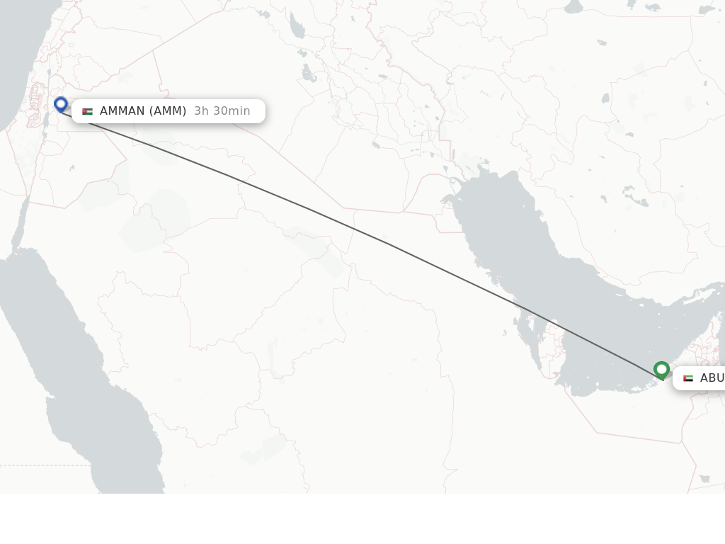 Flights from Abu Dhabi to Amman route map