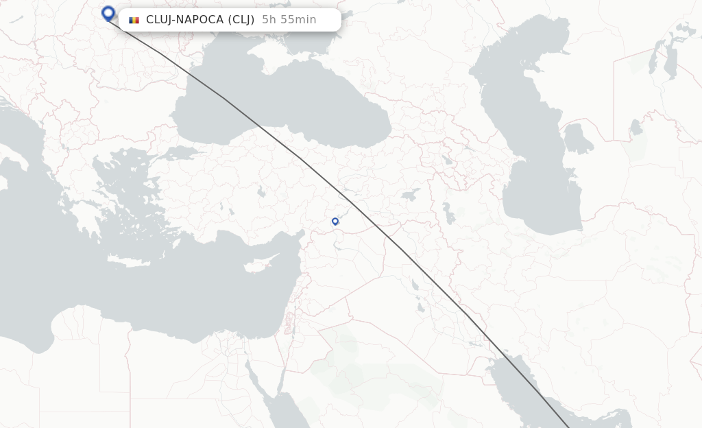 Flights from Abu Dhabi to Cluj-Napoca route map