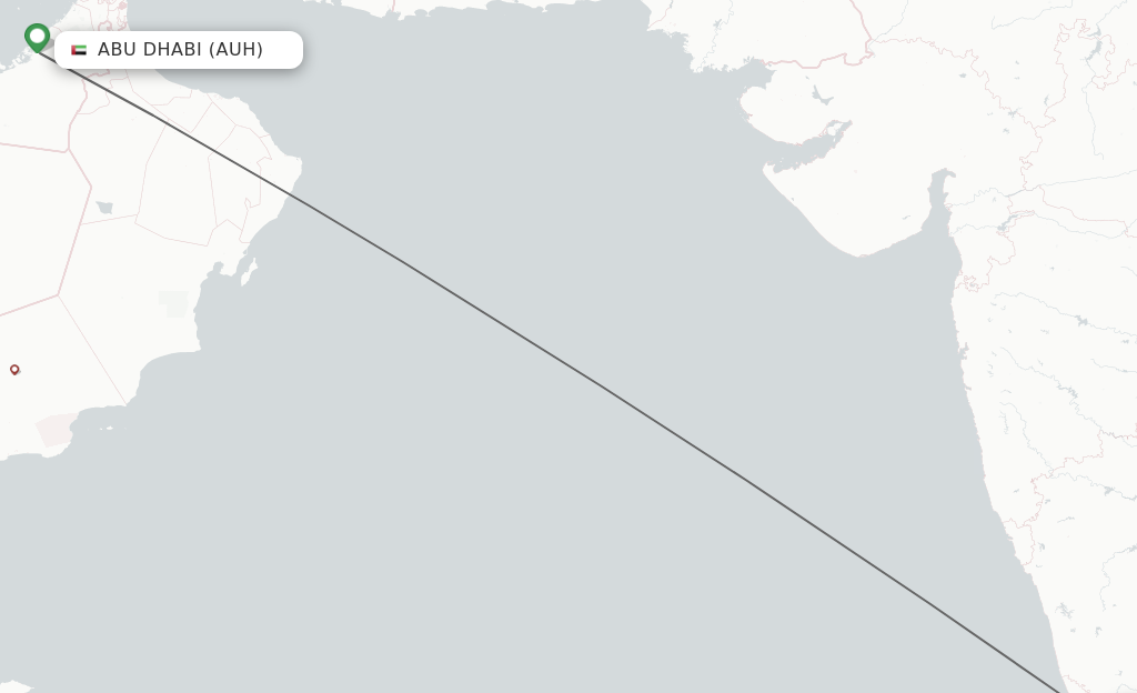 Flights from Abu Dhabi to Kannur route map