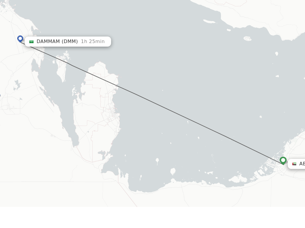 Flights from Abu Dhabi to Dammam route map