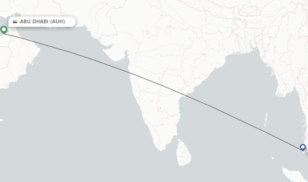 Flights from Abu Dhabi to Phuket route map