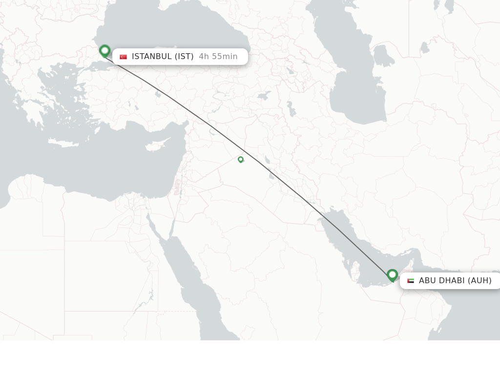 Flights from Abu Dhabi to Istanbul route map