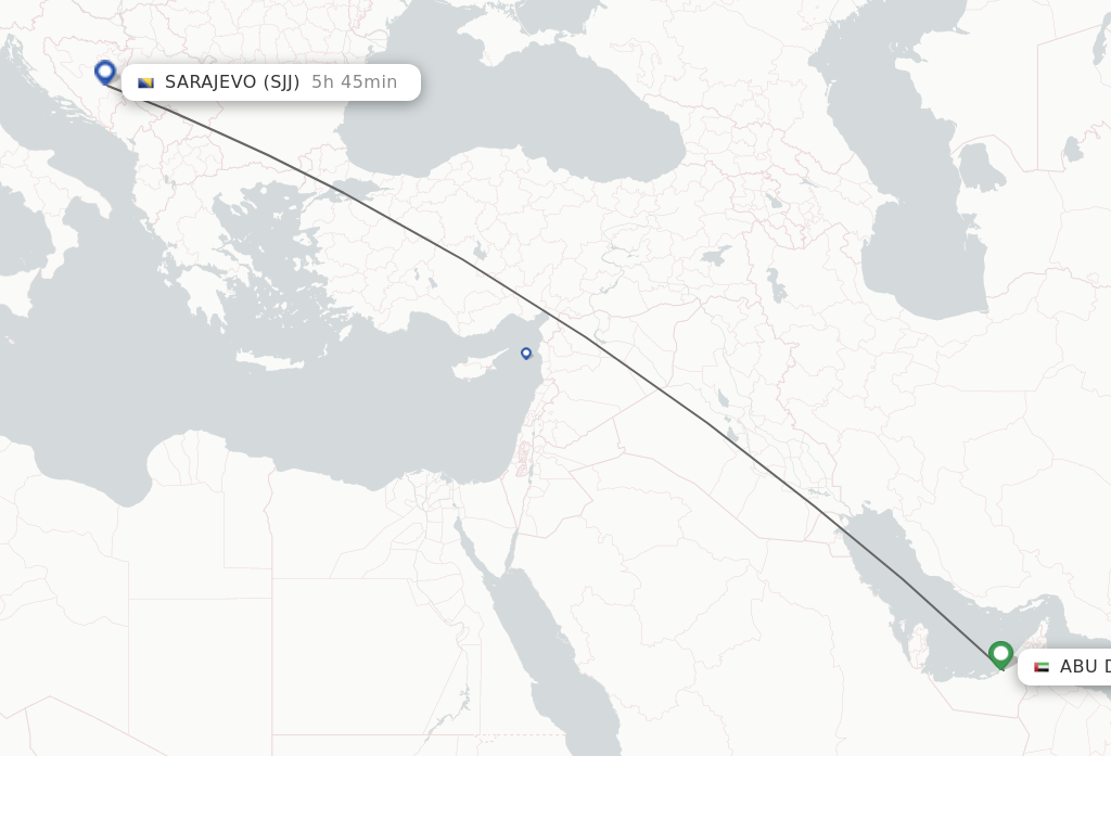 Flights from Abu Dhabi to Sarajevo route map