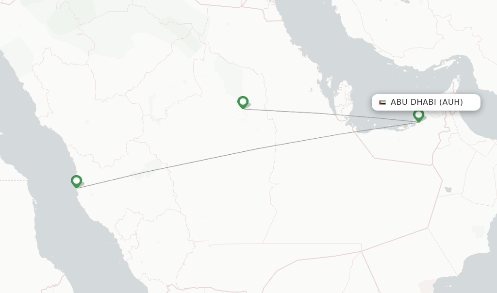 Route map with flights from Abu Dhabi with Saudia