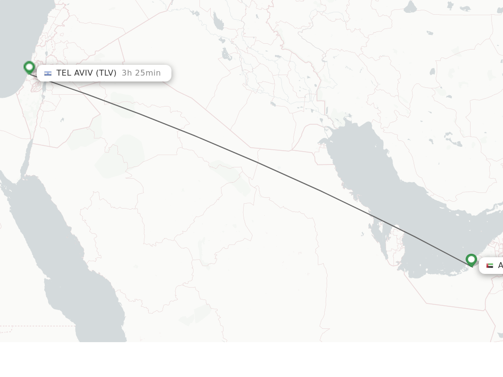 Flights from Abu Dhabi to Tel Aviv-Yafo route map