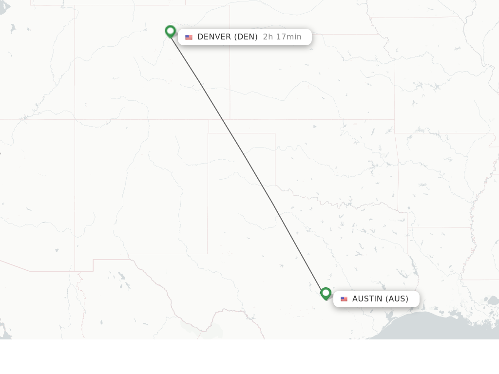 Flights from Austin to Denver route map