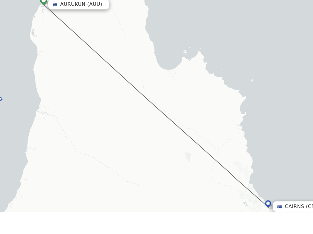 Flights from Aurukun to Cairns route map