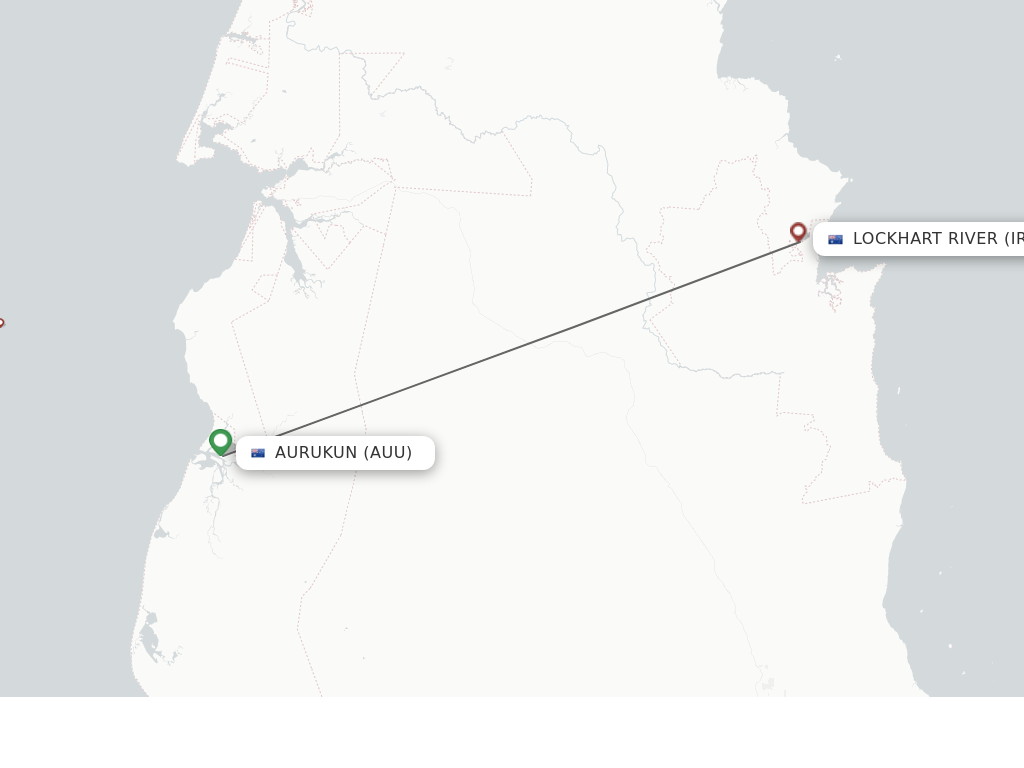 Flights from Aurukun to Lockhart River route map