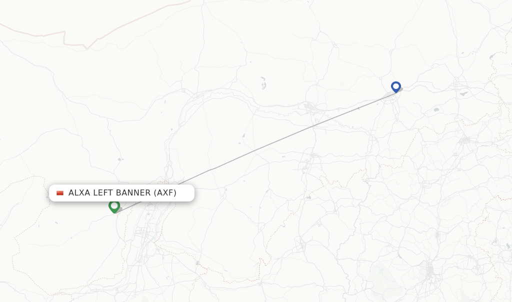 Route map with flights from Alxa Left Banner with Gestair