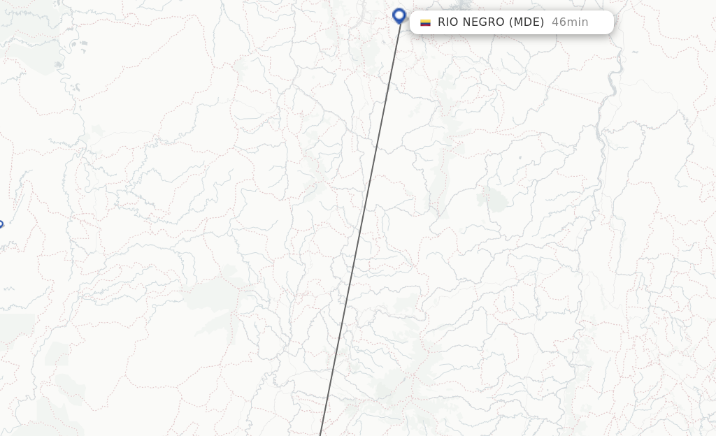 Flights from Armenia to Medellin route map
