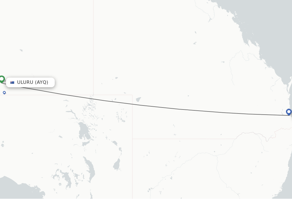 Flights from Ayers Rock to Brisbane route map