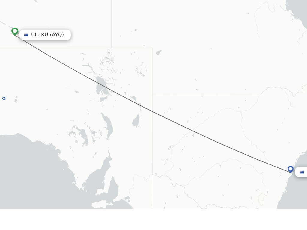 Flights from Ayers Rock to Sydney route map