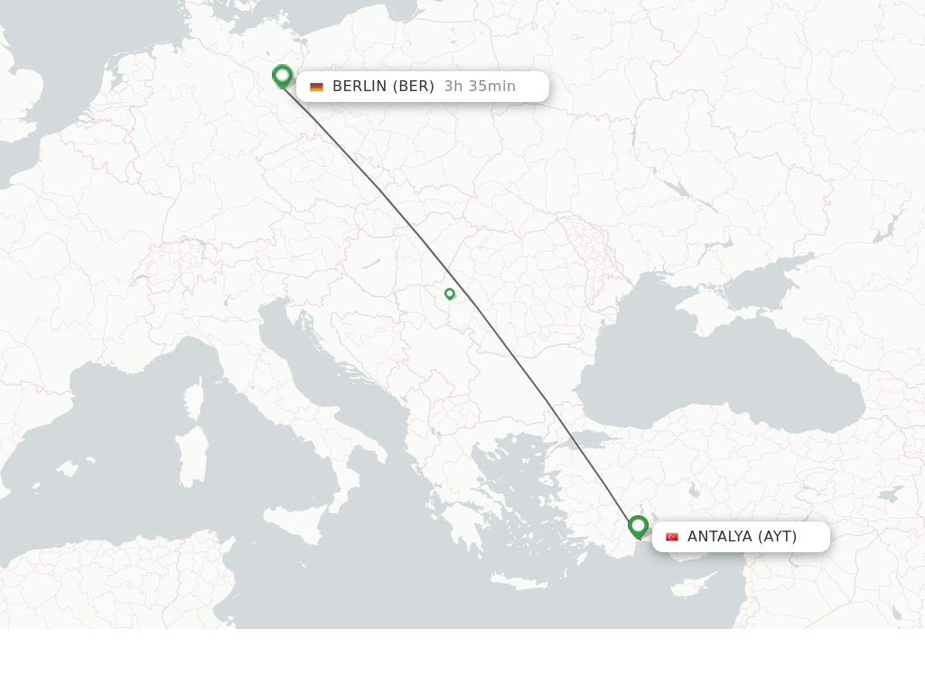 Flights from Antalya to Berlin route map