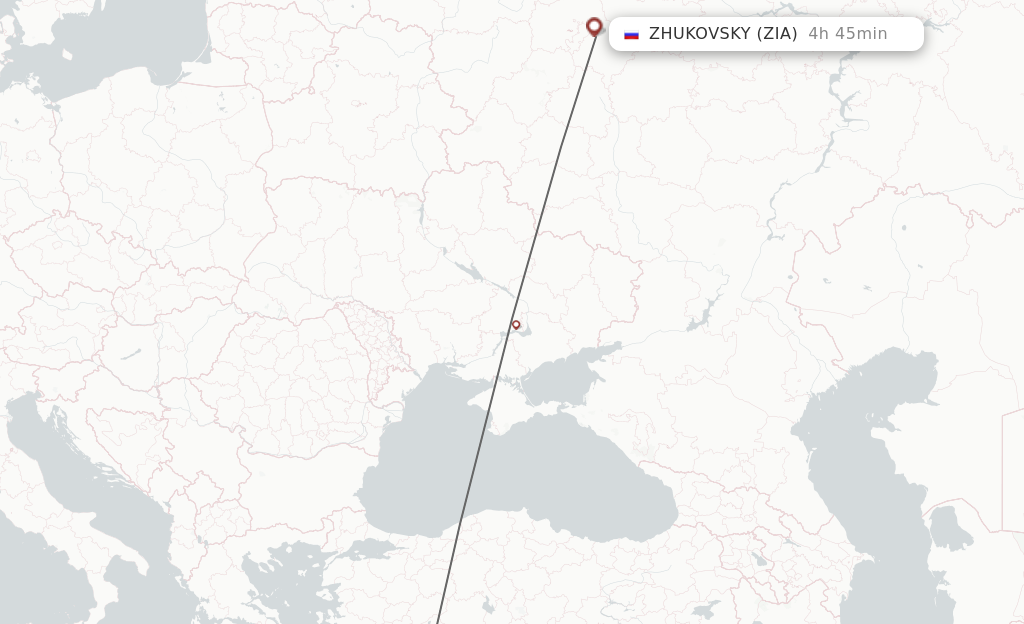 Flights from Antalya to Zhukovsky route map
