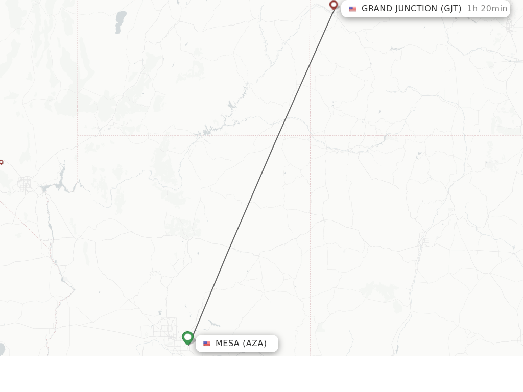 Flights from Mesa to Grand Junction route map