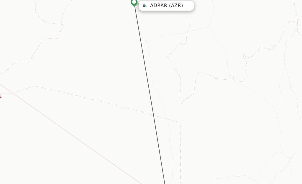Flights from Adrar to Bordj Badji Mokhtar route map