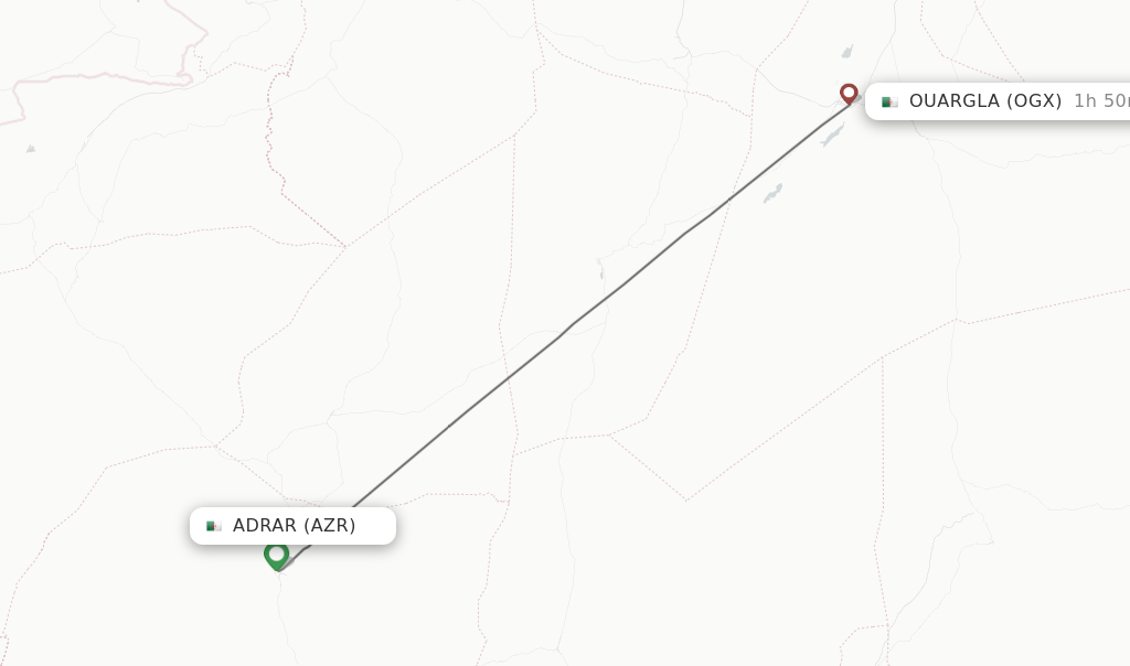 Flights from Adrar to Ouargla route map