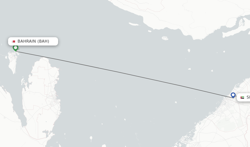 Flights from Bahrain to Sharjah route map