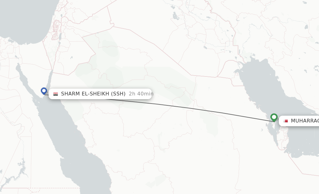 Flights from Bahrain to Sharm el Sheikh route map