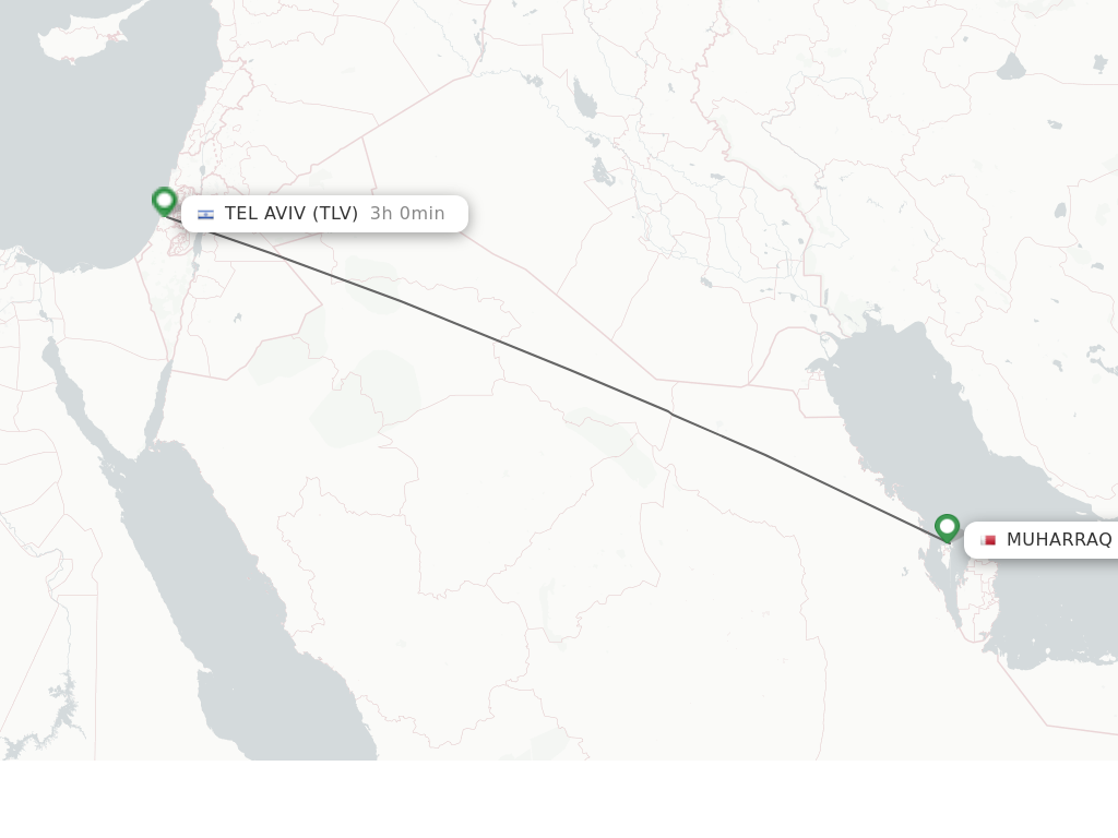 Flights from Bahrain to Tel Aviv-Yafo route map