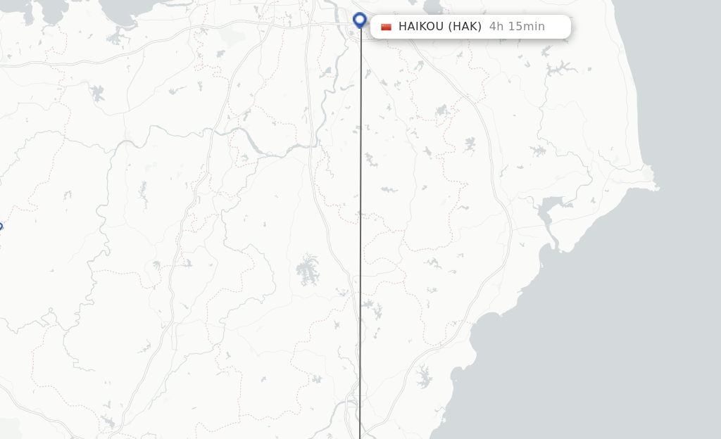 Flights from Qionghai to Haikou route map