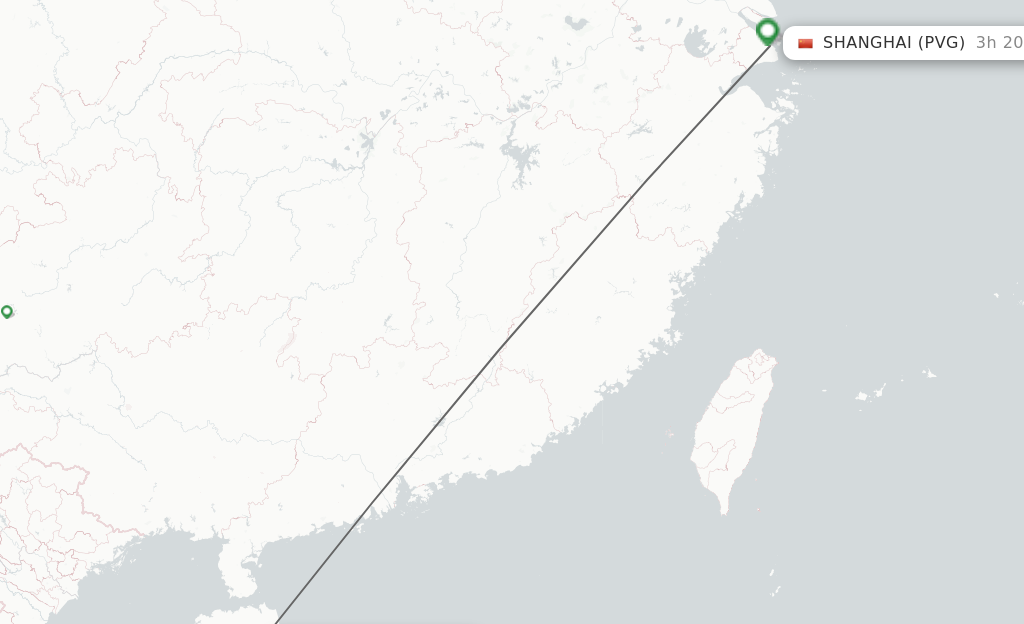 Flights from Qionghai to Shanghai route map