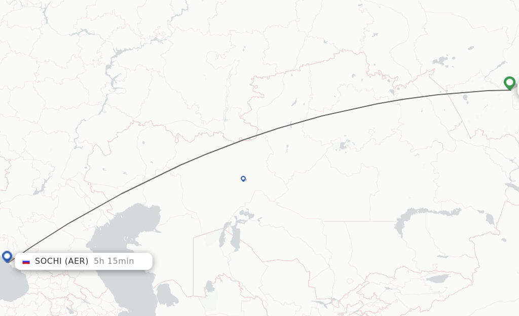 Flights from Barnaul to Sochi route map