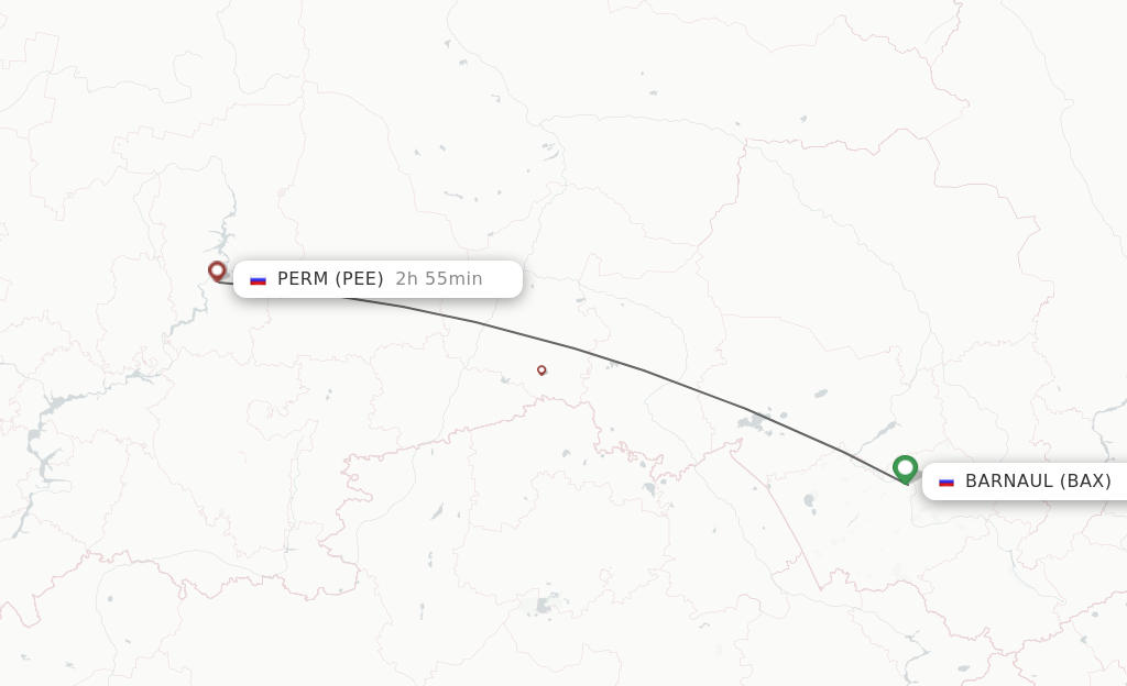 Flights from Barnaul to Perm route map